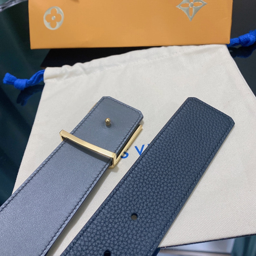 Louis Vuitton LV Initiales 40mm Reversible Belt in Black Leather with Gold Buckle