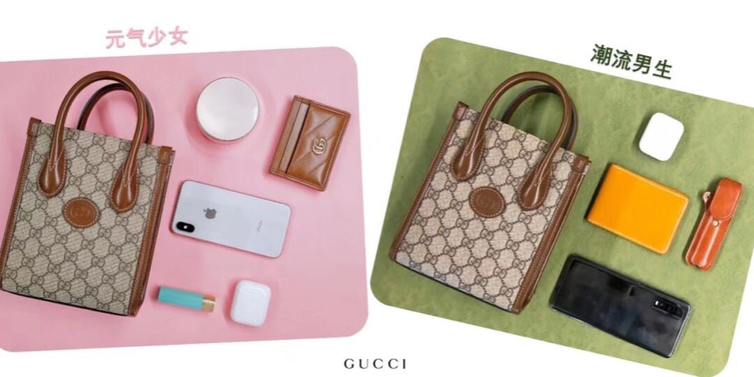 Gucci GG Supreme Mini Tote Bag with Leather Trim - Unisex Luxury Handbag