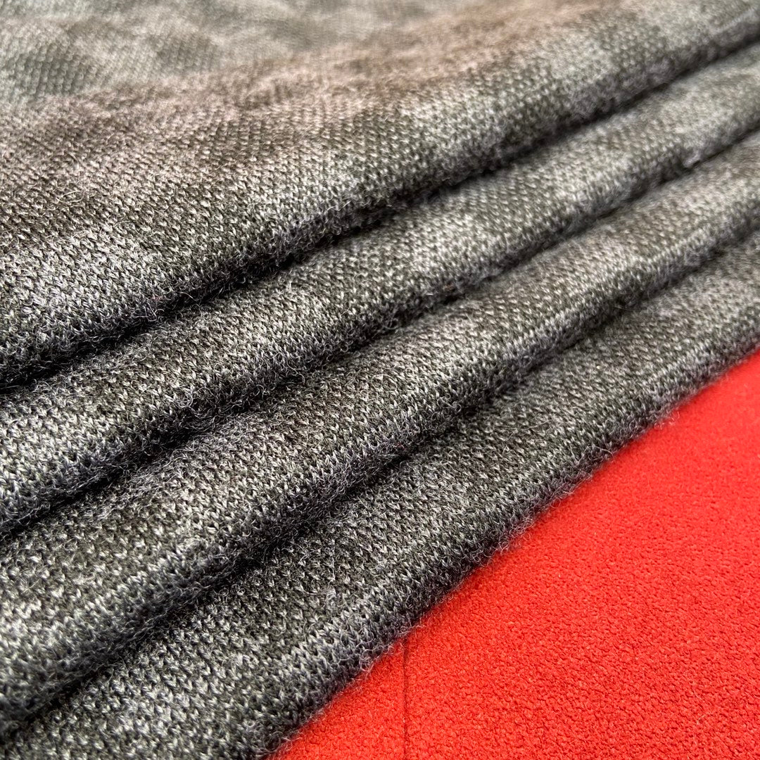 Louis Vuitton Damier Graphite Wool Scarf with Multi-Color Travel Patches, Black and Grey Designer Winter Accessory