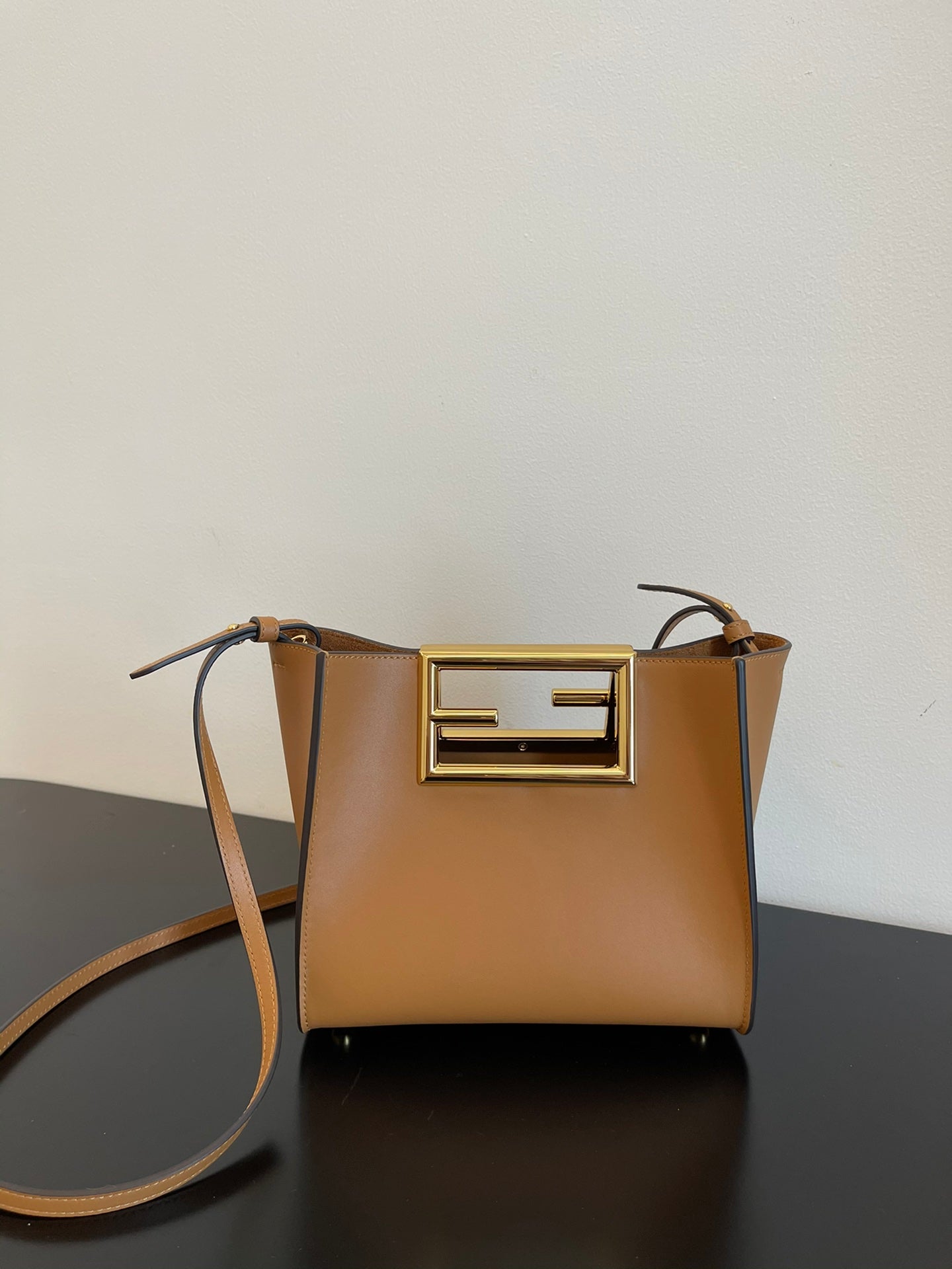 Fendi Way Small Leather Tote Bag - Tan Brown - Luxury Designer Handbag