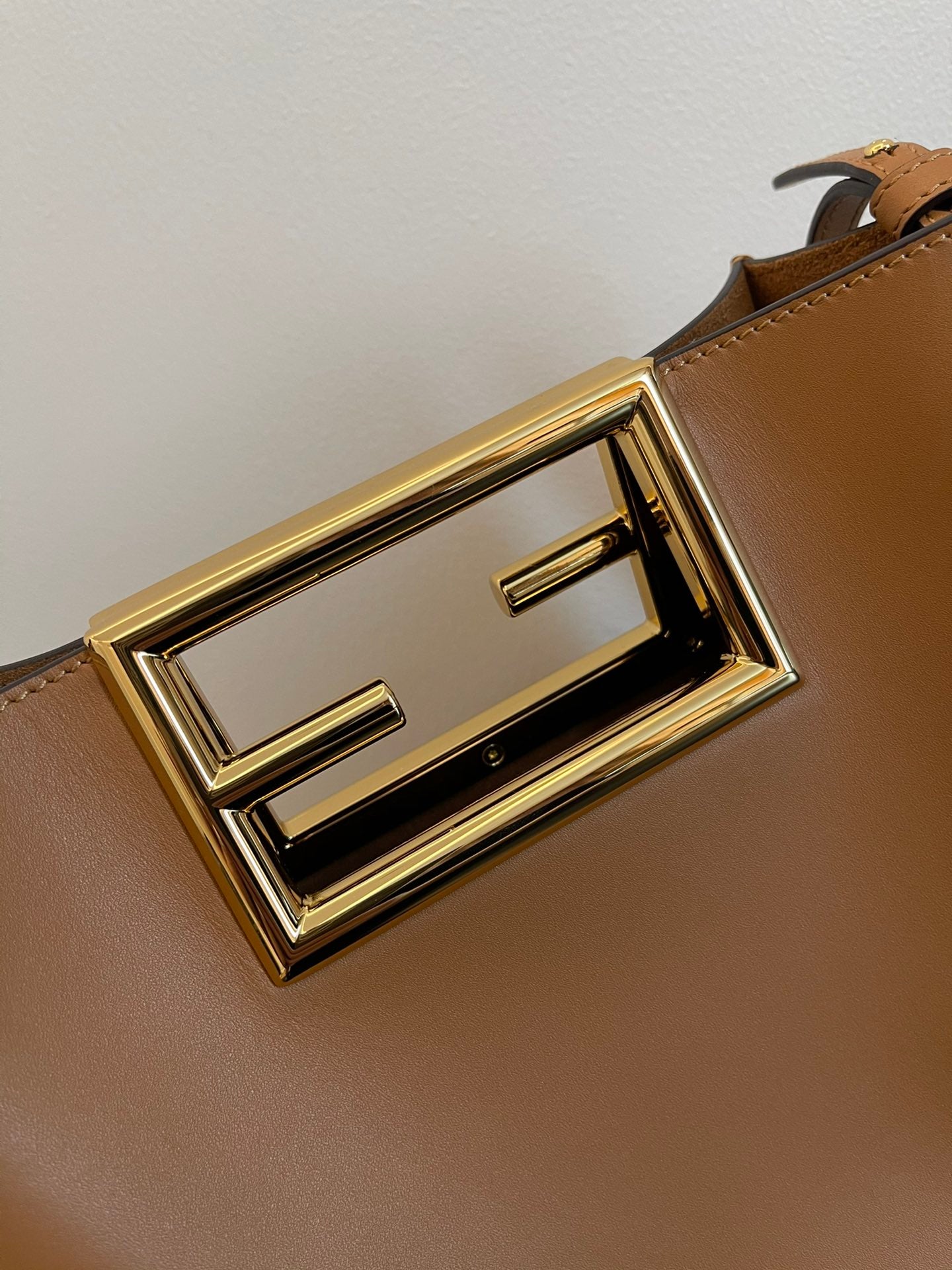 Fendi Way Small Leather Tote Bag - Tan Brown - Luxury Designer Handbag