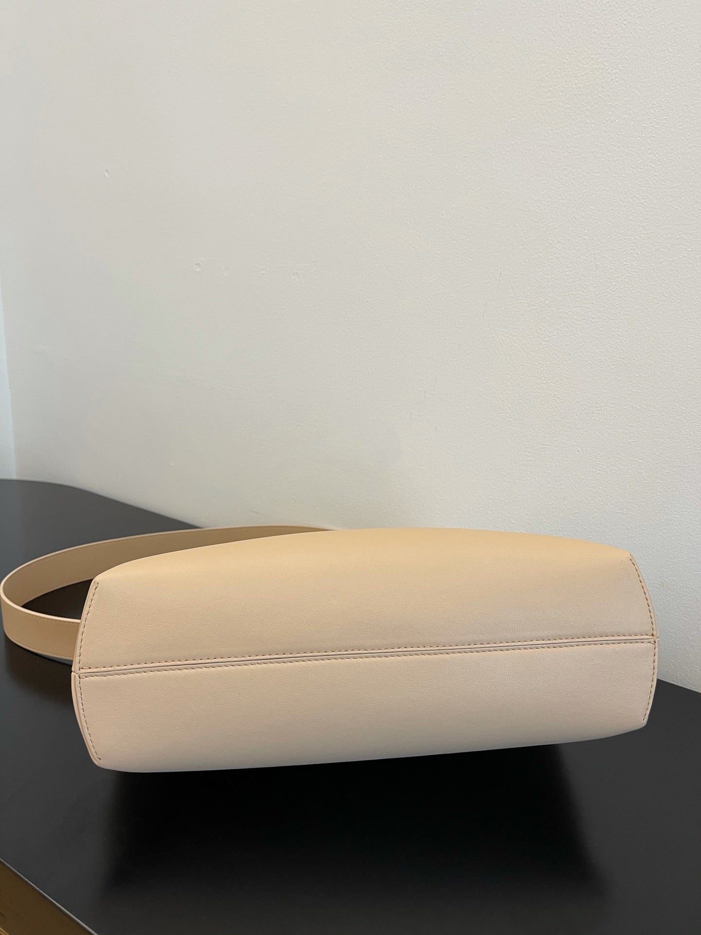 Elegant Beige Asymmetric Frame Clutch - Designer Inspired Leather Shoulder Bag