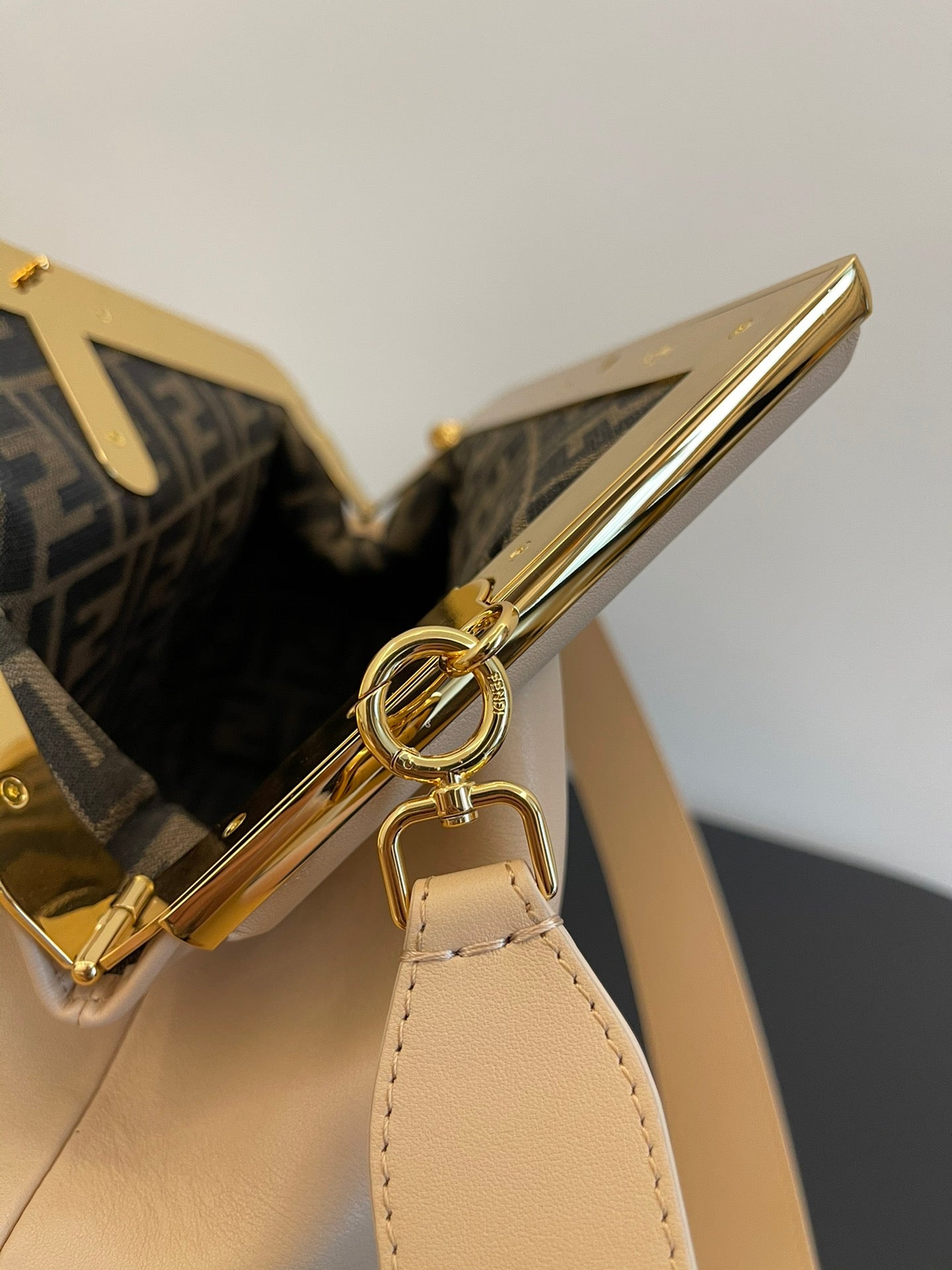 Elegant Beige Asymmetric Frame Clutch - Designer Inspired Leather Shoulder Bag