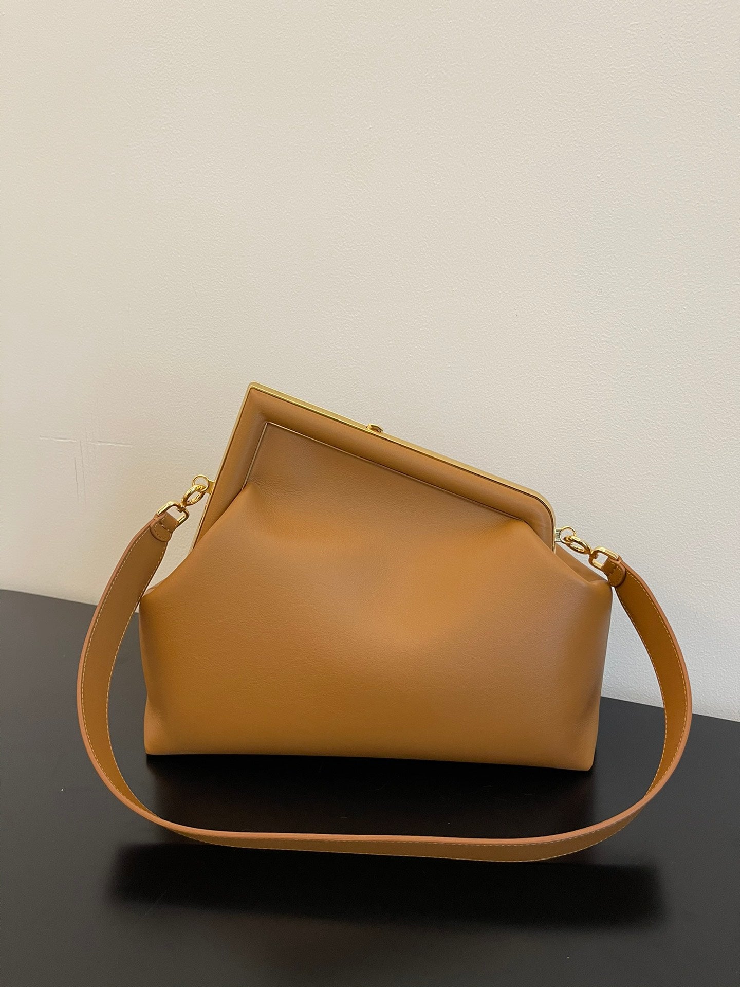 Fendi First Medium Tan Nappa Leather Clutch Bag