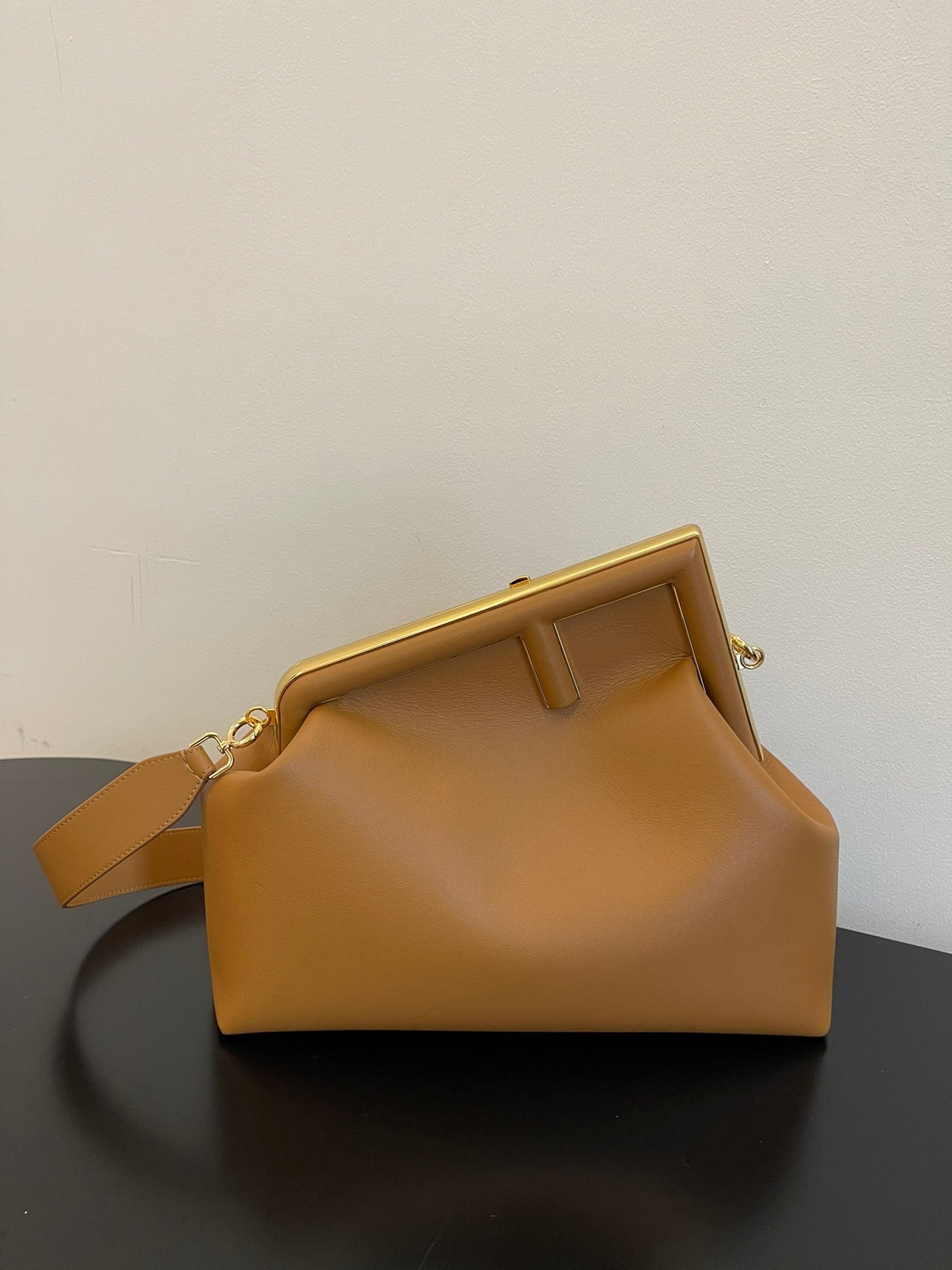 Fendi First Medium Tan Nappa Leather Clutch Bag