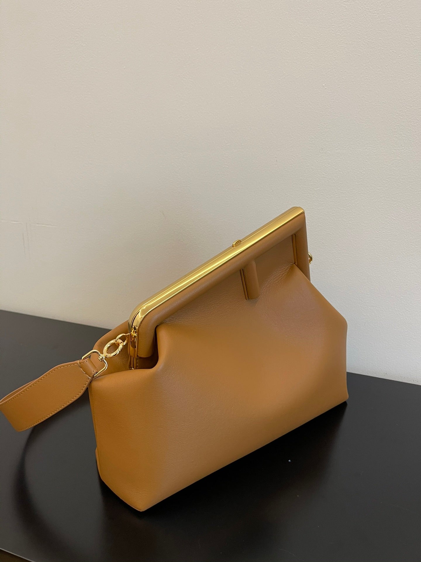 Fendi First Medium Tan Nappa Leather Clutch Bag