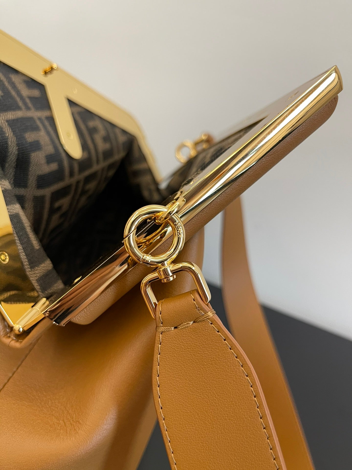 Fendi First Medium Tan Nappa Leather Clutch Bag