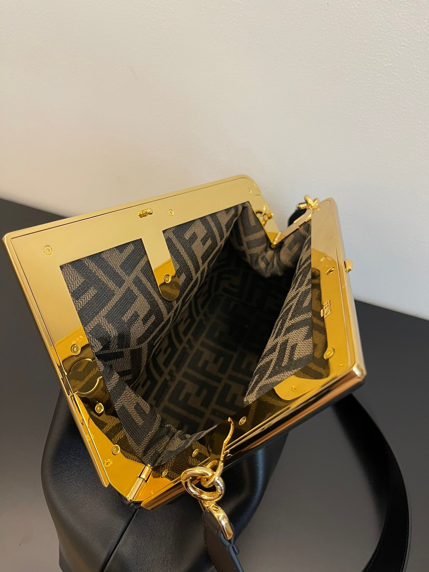 Elegant Black Leather Frame Clutch Bag - Designer Style Crossbody Handbag