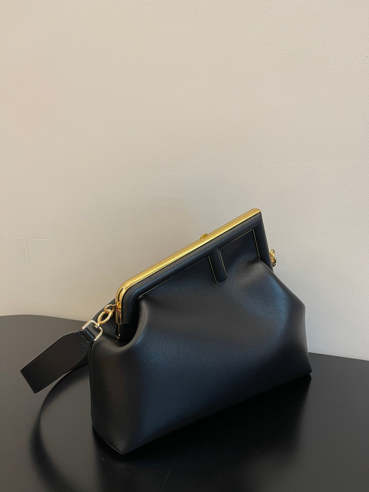 Elegant Black Leather Frame Clutch Bag - Designer Style Crossbody Handbag