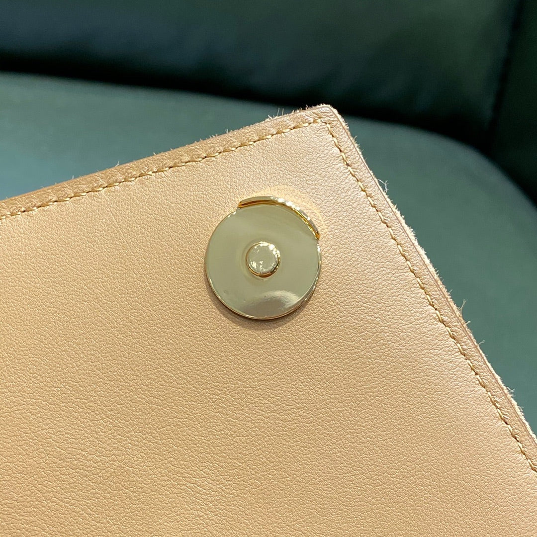 Saint Laurent Envelope Medium Bag in Quilted Suede - Tan