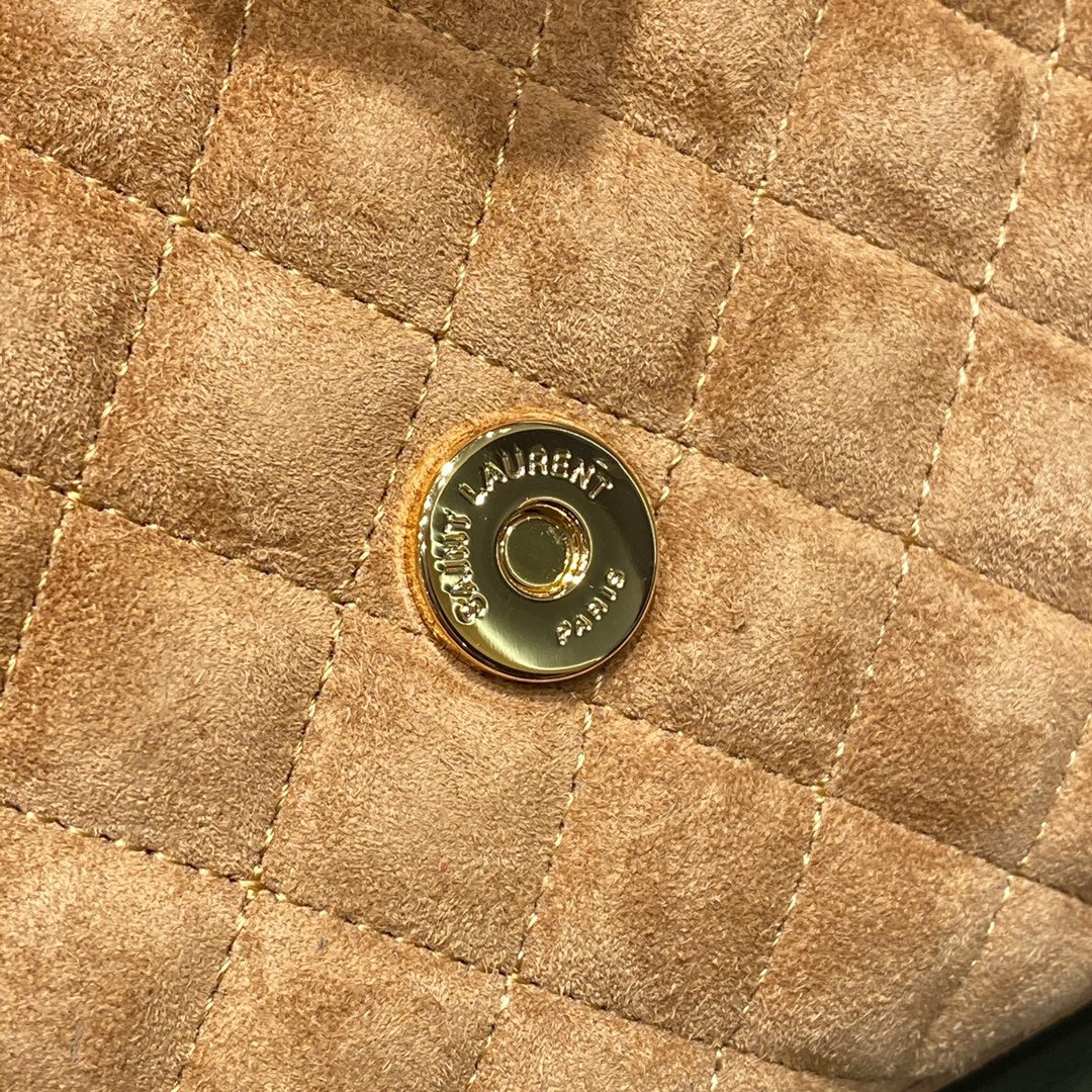 Saint Laurent Envelope Medium Bag in Quilted Suede - Tan