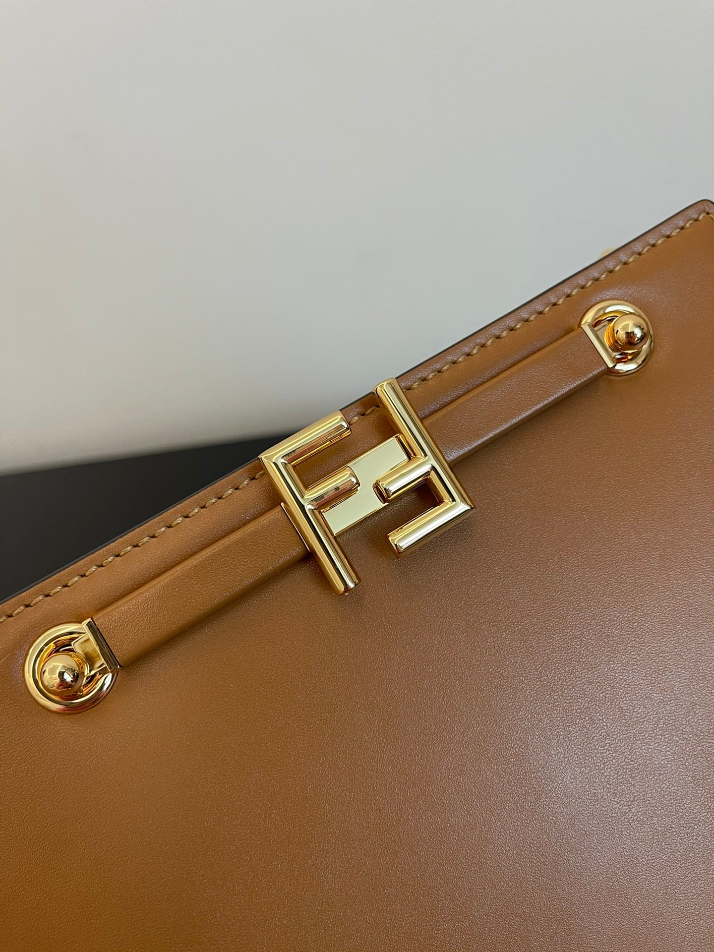 Fendi Touch Small Leather Shoulder Bag - Tan Brown