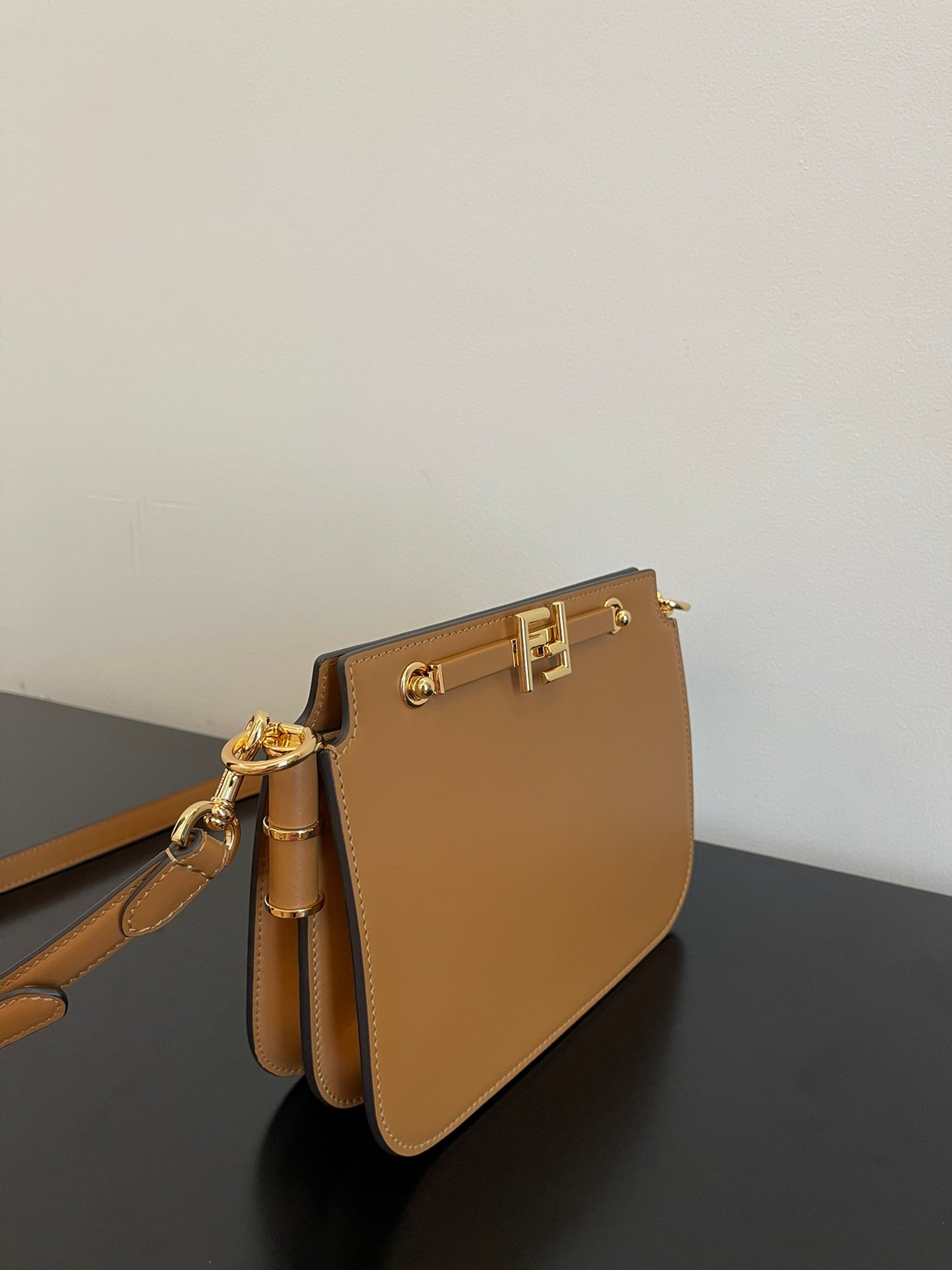 Fendi Touch Small Leather Shoulder Bag - Tan Brown