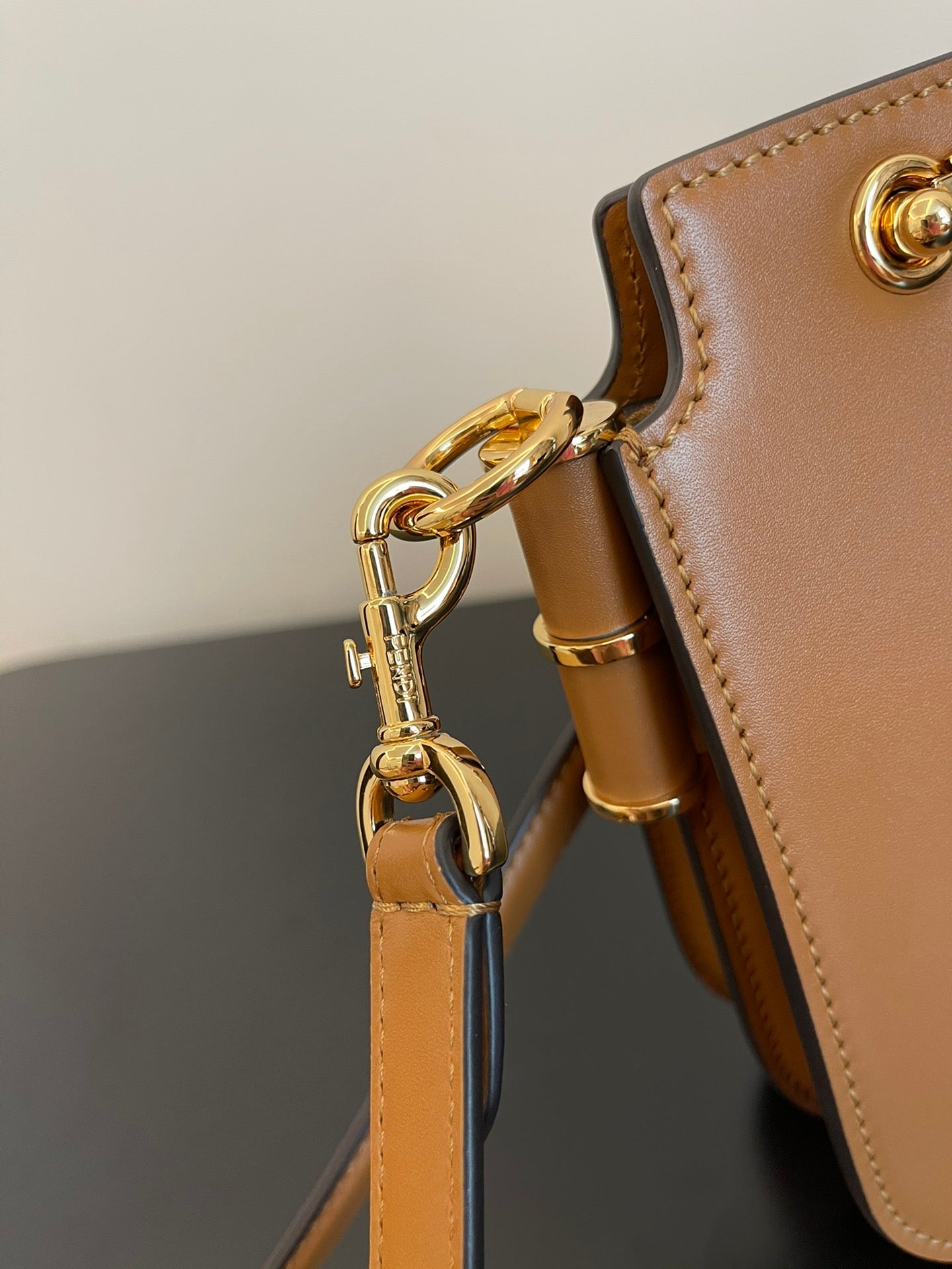 Fendi Touch Small Leather Shoulder Bag - Tan Brown