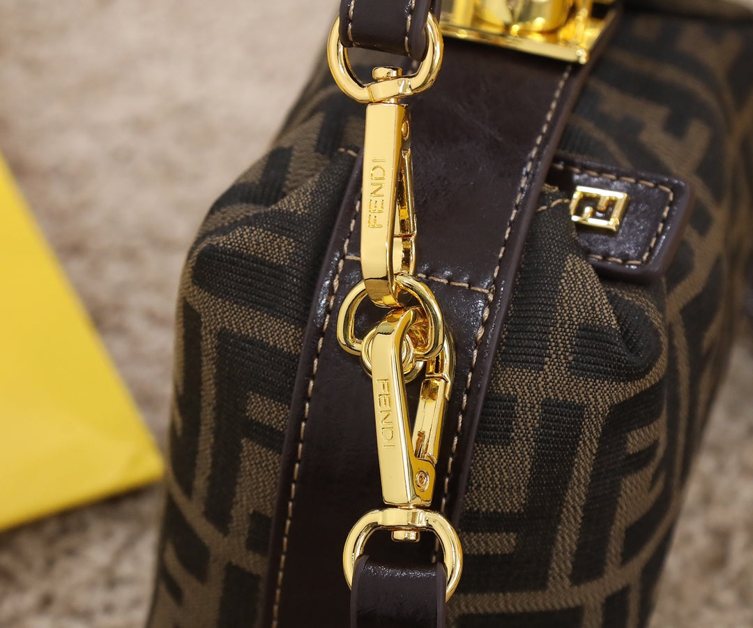 Fendi Zucca Mini Monogram Brown Canvas Crossbody Bag with Gold Hardware