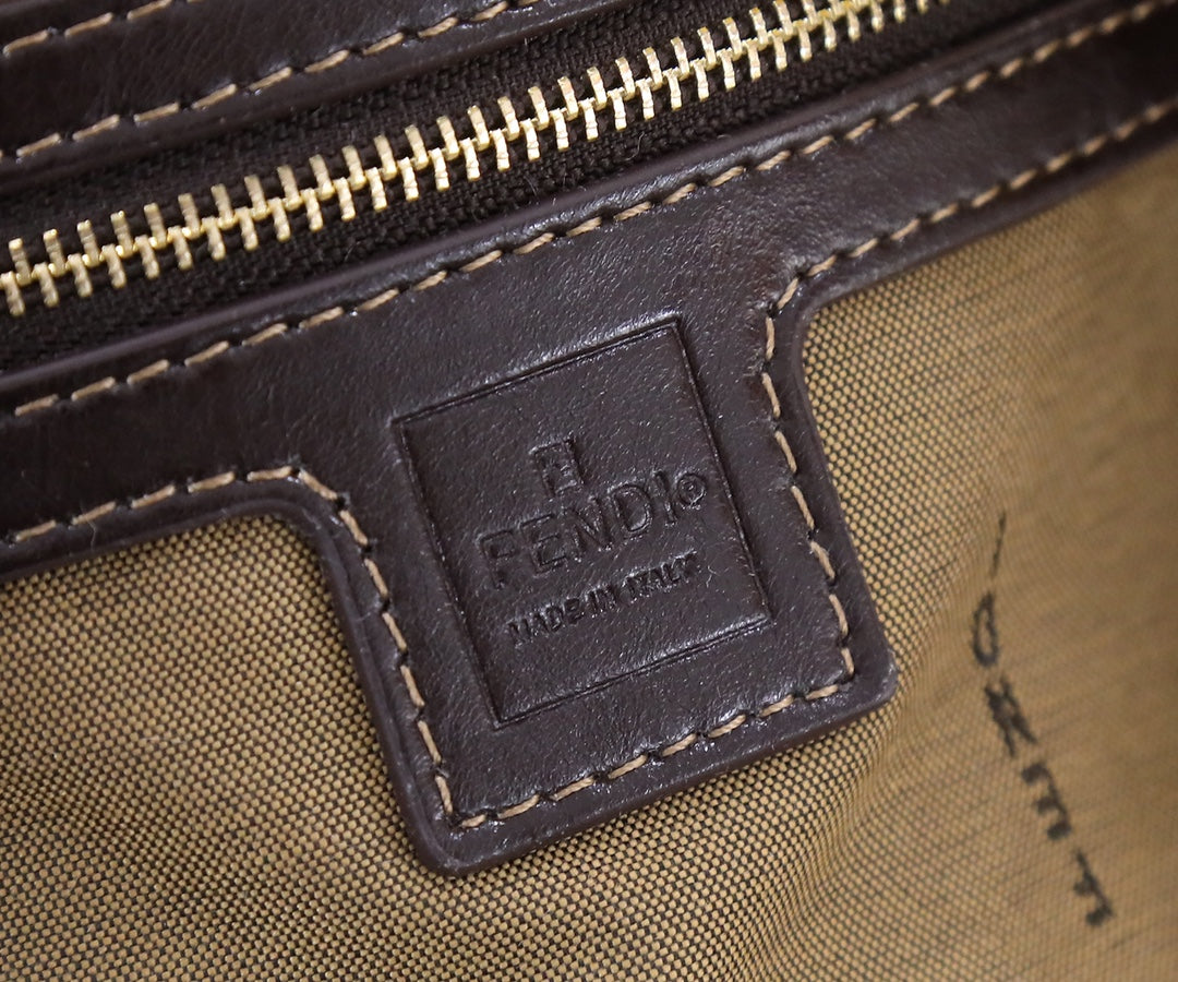Fendi Vintage Zucca Canvas Baguette Shoulder Bag - Brown &amp; Black