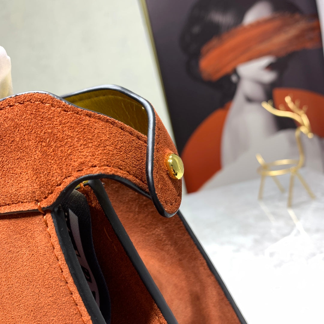 Fendi Peekaboo Brown Suede Medium Handbag with Silk Scarf Handle