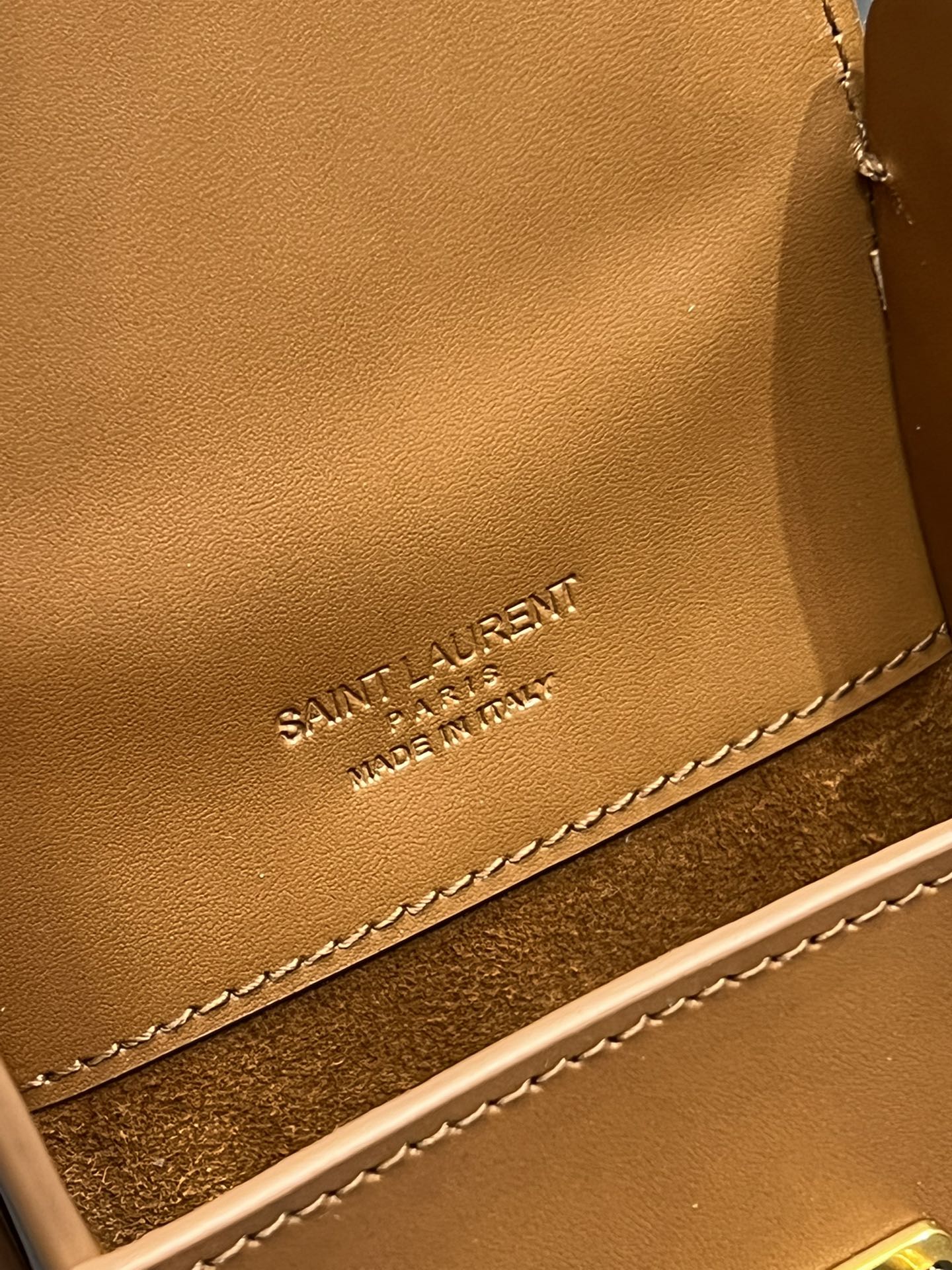 Small Tan Leather Crossbody Phone Bag with Gold-Tone Clasp