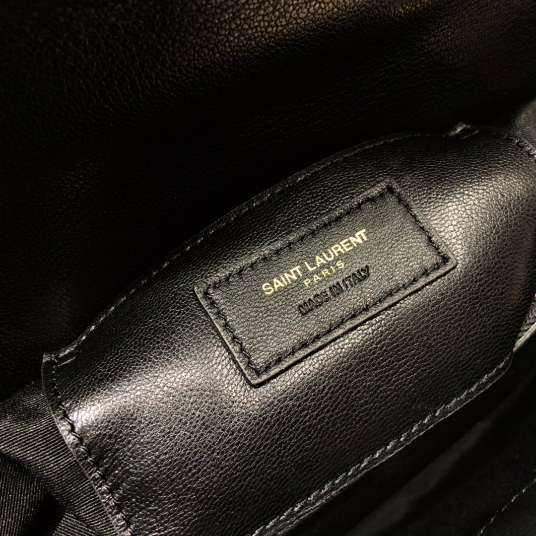 Saint Laurent Monogram College Large Shoulder Bag in Quilted Leather - Black/Gold 31cm