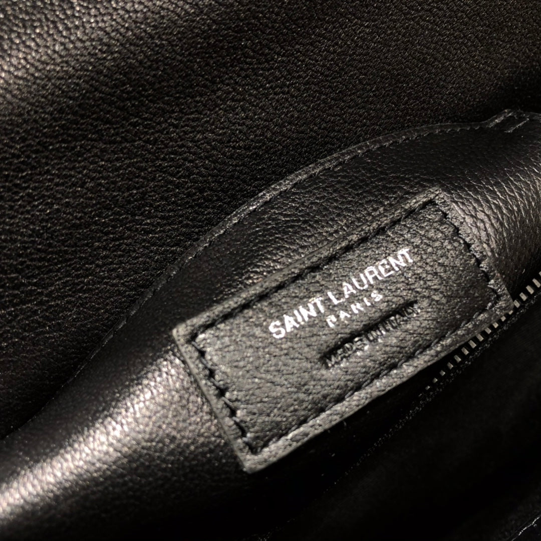Saint Laurent Monogram College Large Shoulder Bag in Quilted Leather - Black on Black