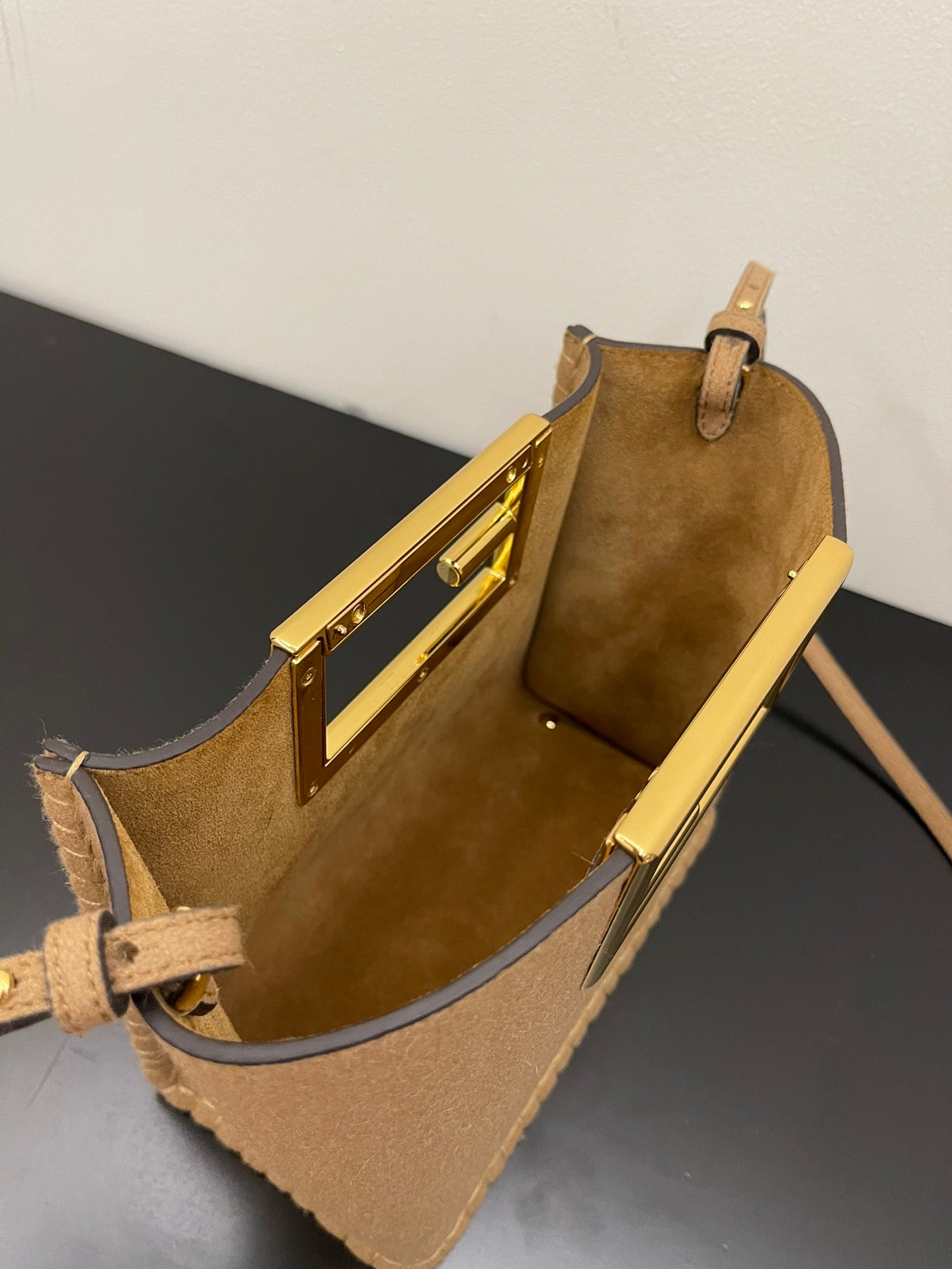 Fendi Selleria Tan Grained Leather Mini Shoulder Bag