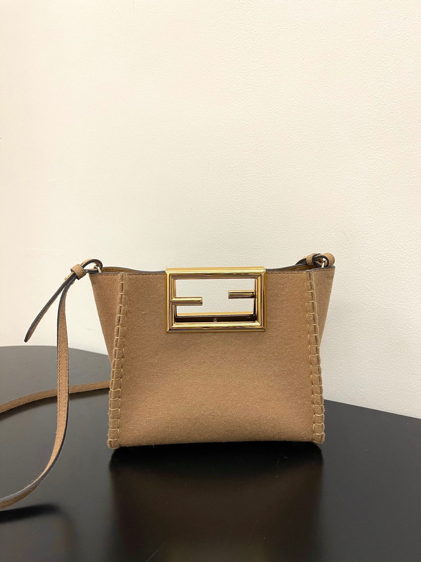 Fendi Selleria Tan Grained Leather Mini Shoulder Bag