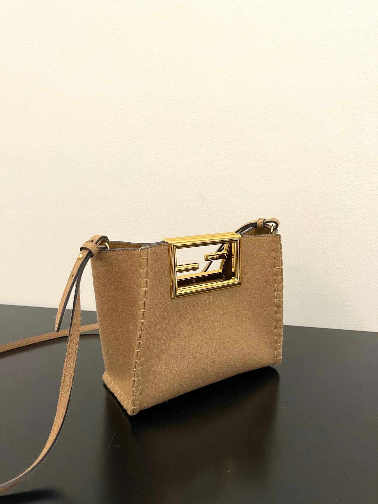 Fendi Selleria Tan Grained Leather Mini Shoulder Bag