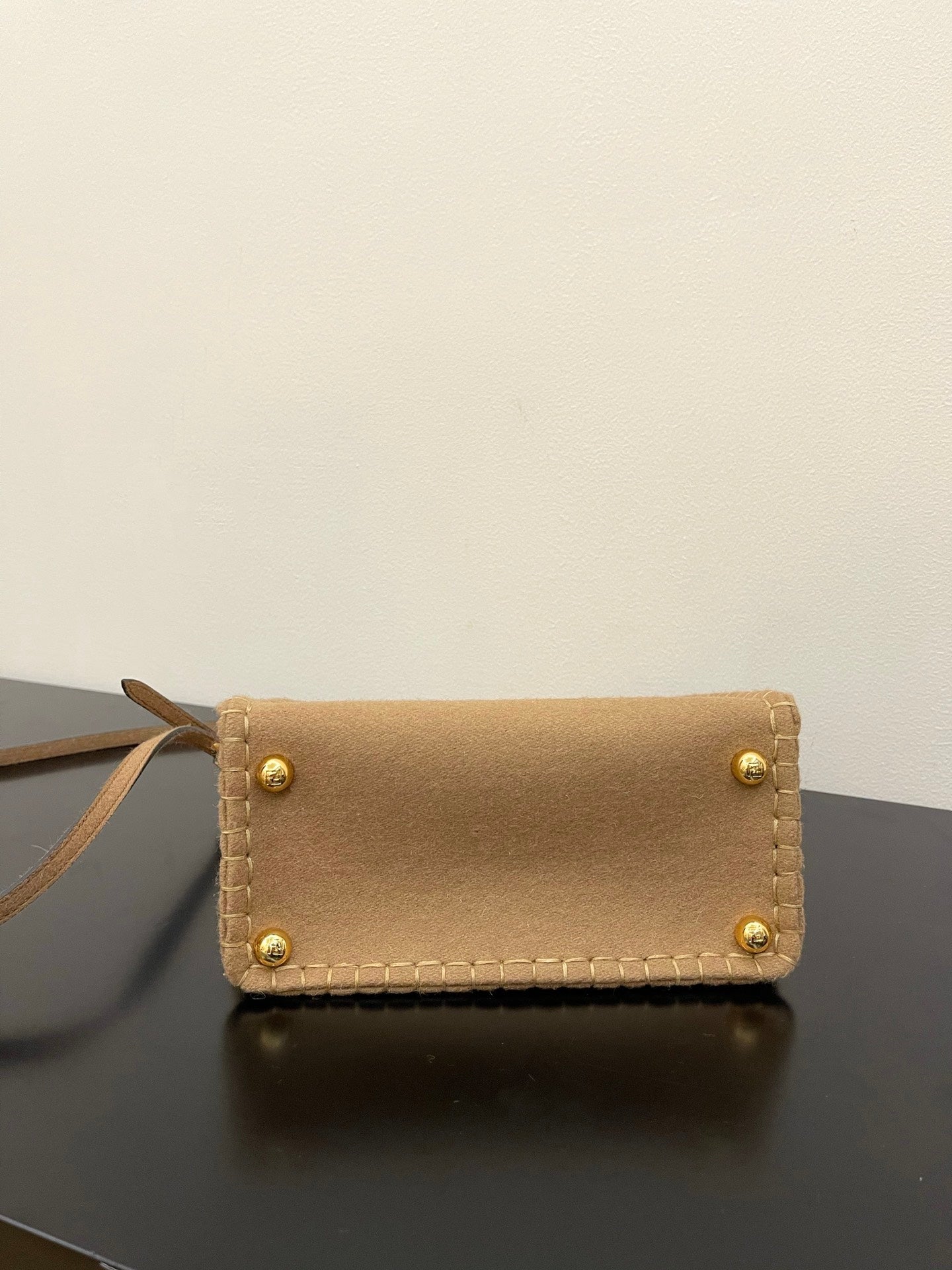 Fendi Selleria Tan Grained Leather Mini Shoulder Bag