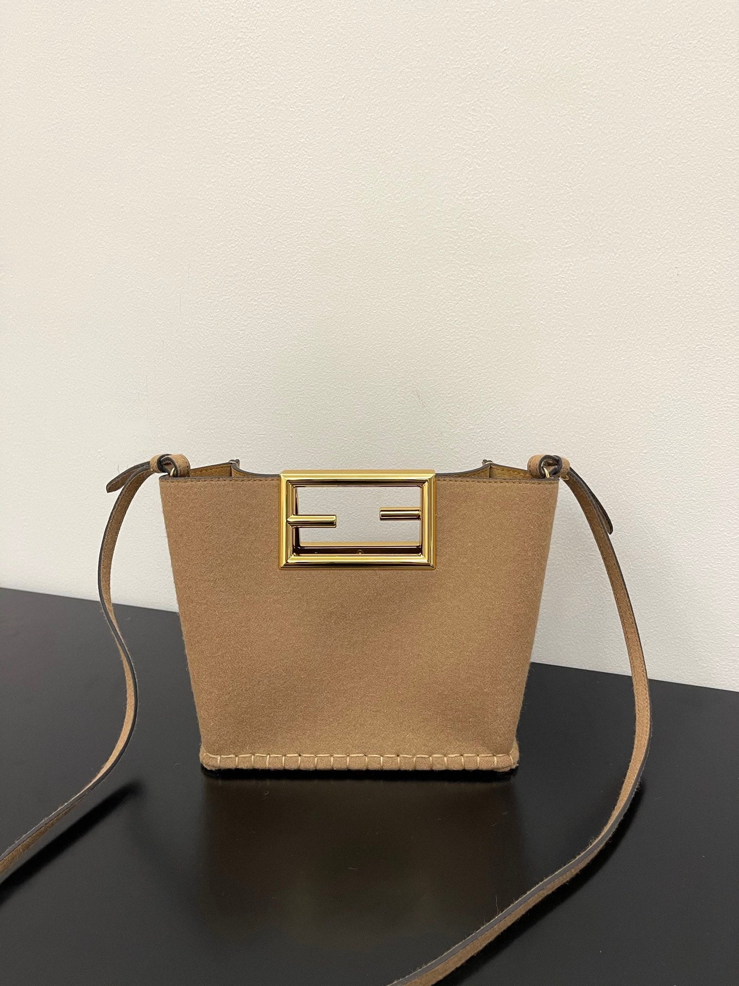 Fendi Selleria Tan Grained Leather Mini Shoulder Bag