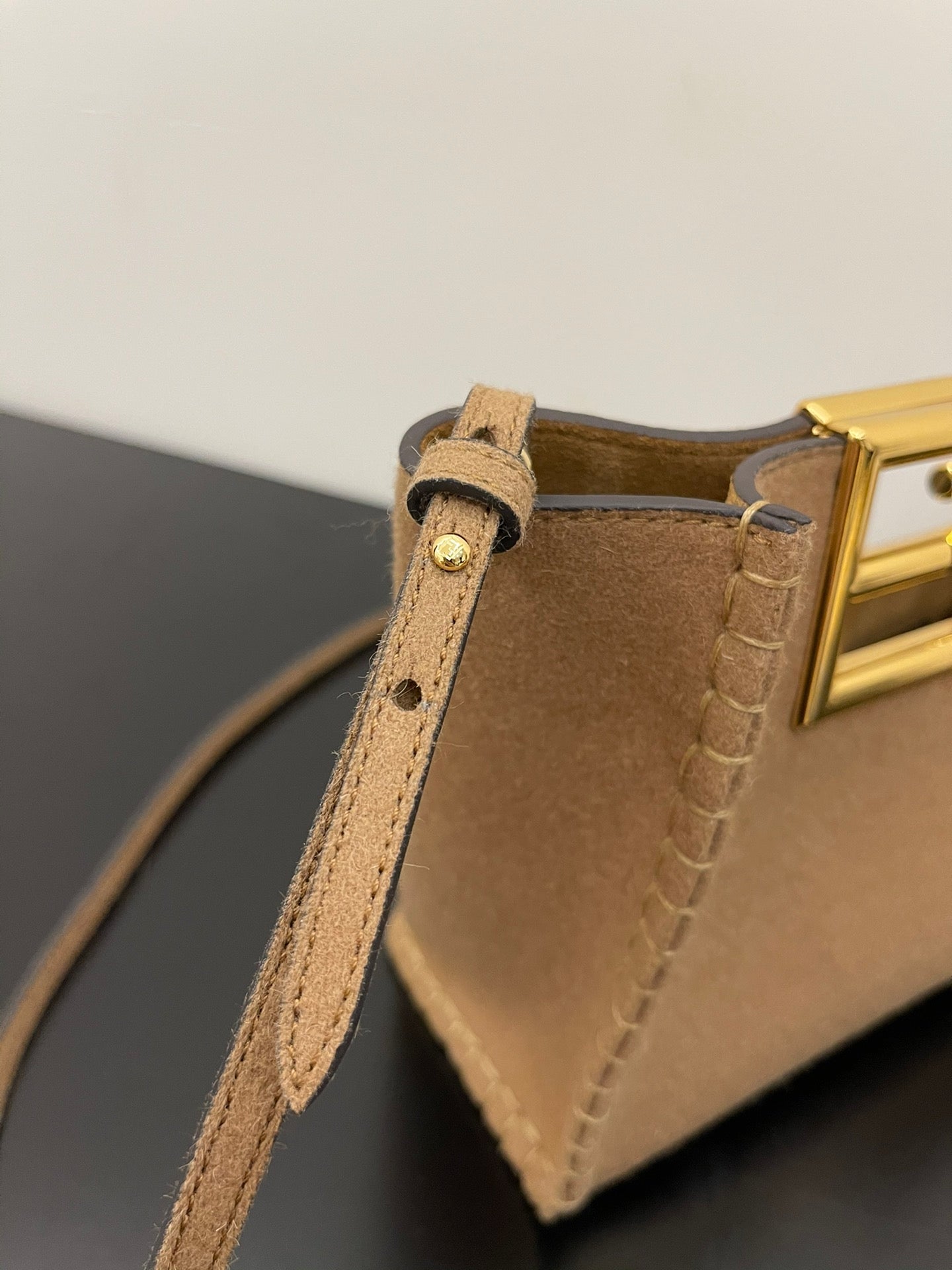 Fendi Selleria Tan Grained Leather Mini Shoulder Bag