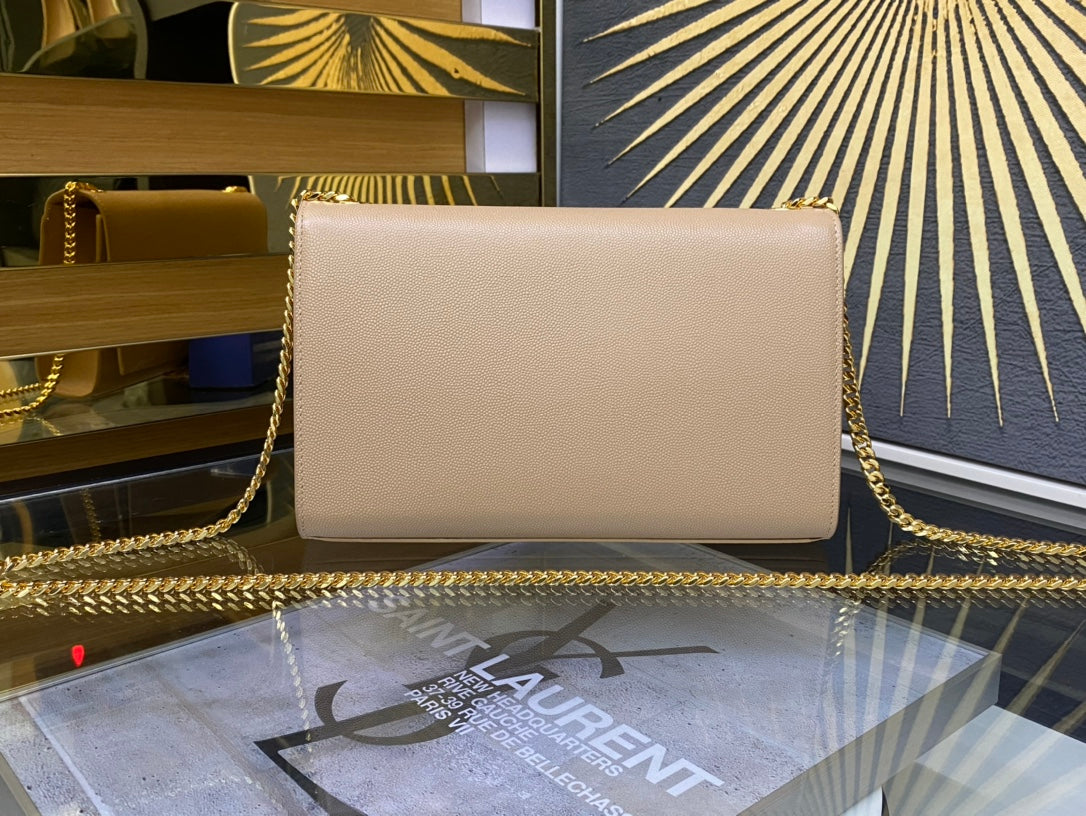 Saint Laurent Kate Small Tassel Shoulder Bag - Beige Leather with Gold-Tone Hardware