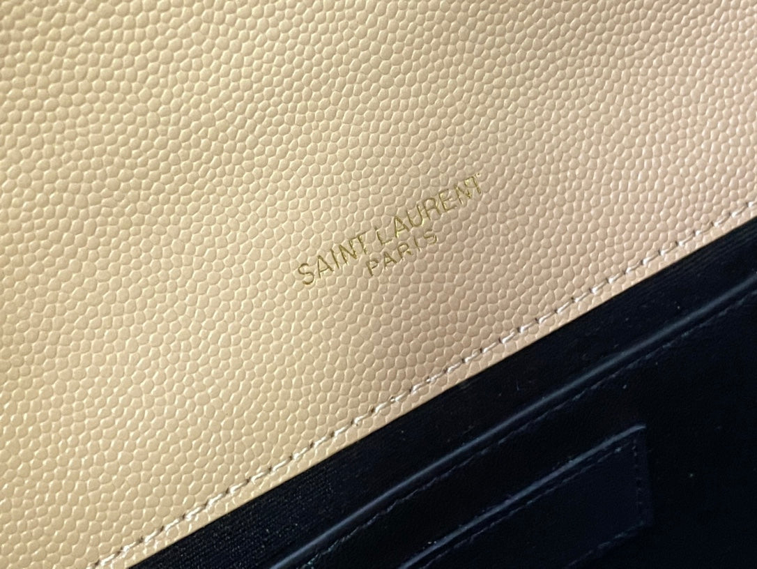 Saint Laurent Kate Small Tassel Shoulder Bag - Beige Leather with Gold-Tone Hardware