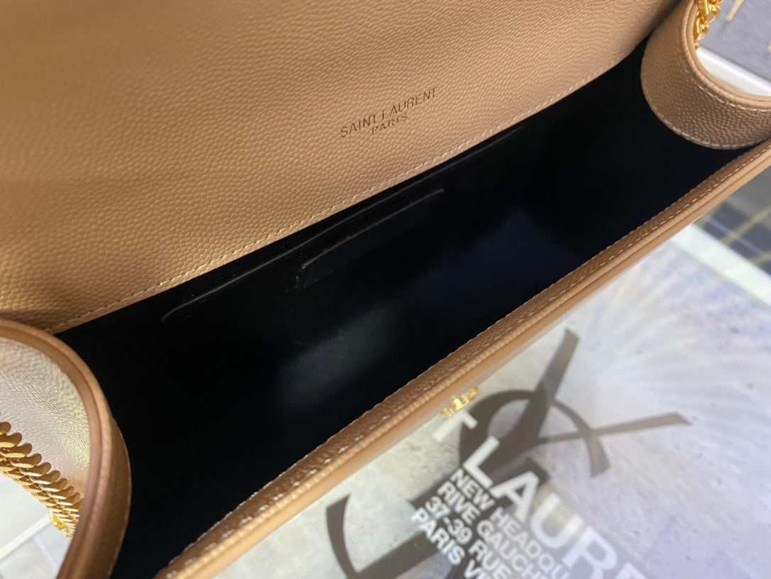 Saint Laurent Kate Small Tassel Shoulder Bag - Beige Leather with Gold-Tone Hardware