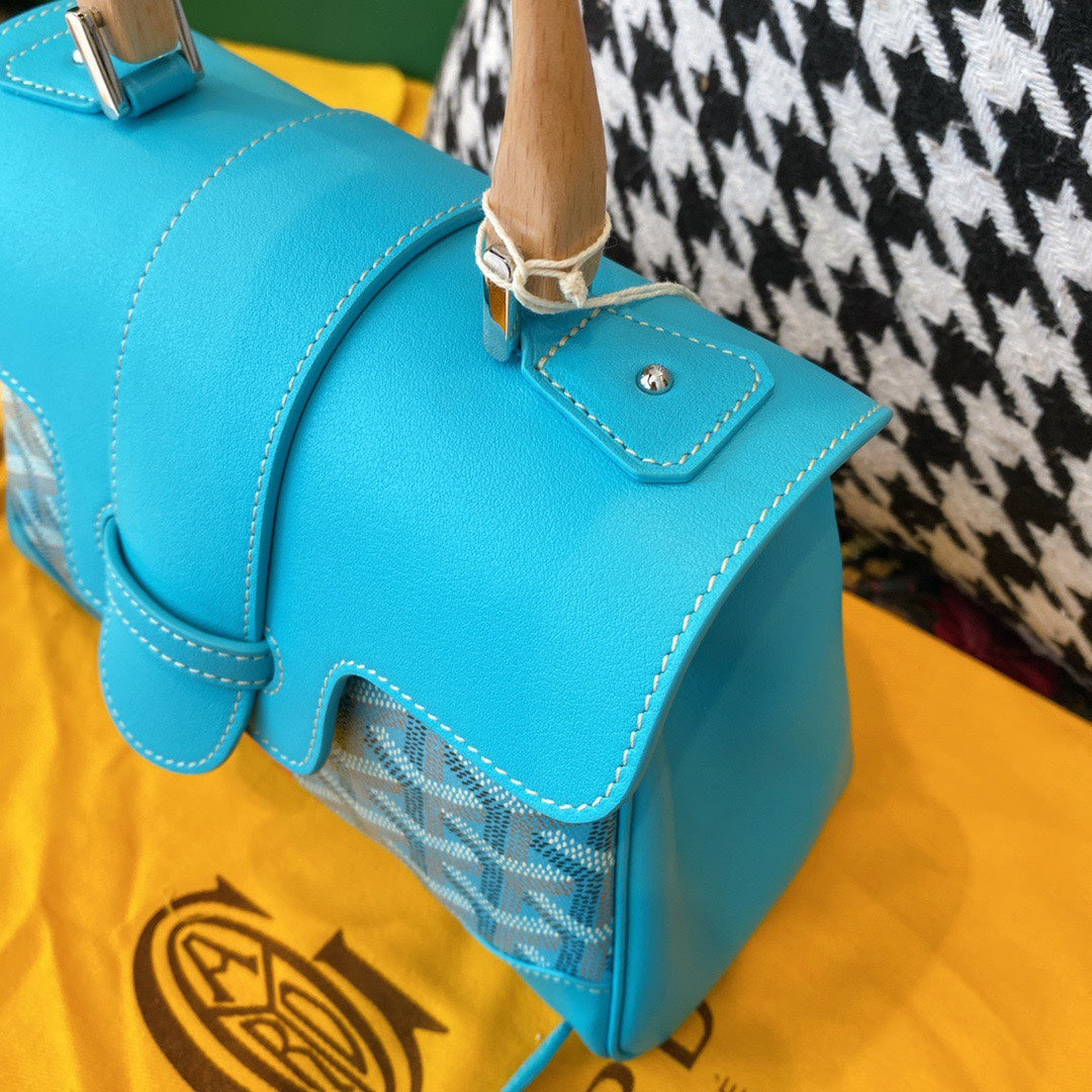 Gogy Turquoise Geometric Print Top Handle Handbag with Shoulder Strap