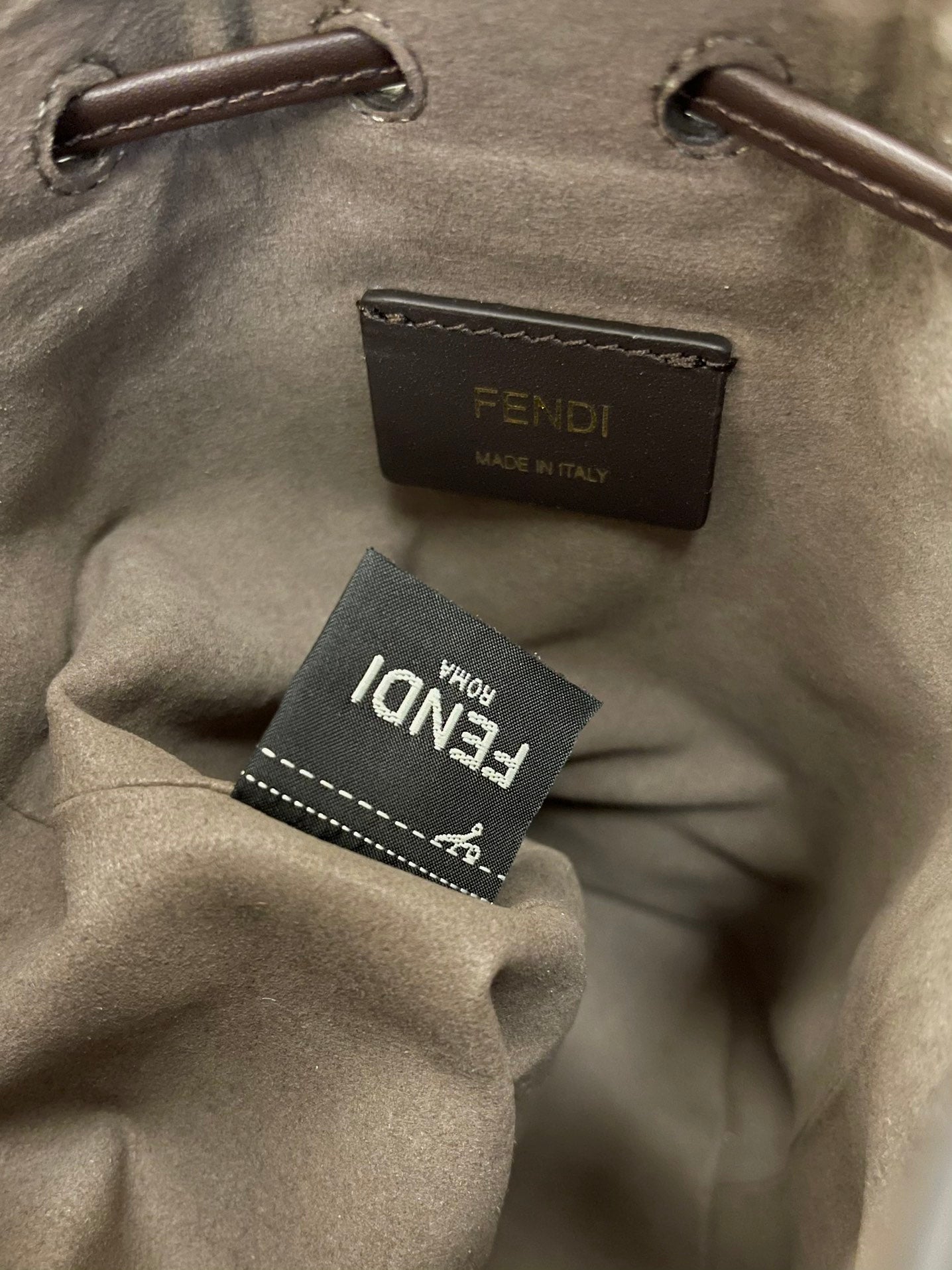 Fendi Mon Tresor Mini FF Motif Canvas Bucket Bag - Brown