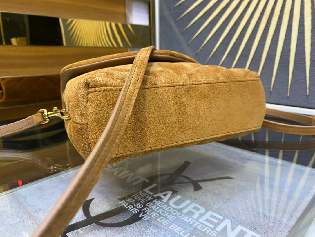 Saint Laurent Loulou Toy Bag in Tan Quilted Suede