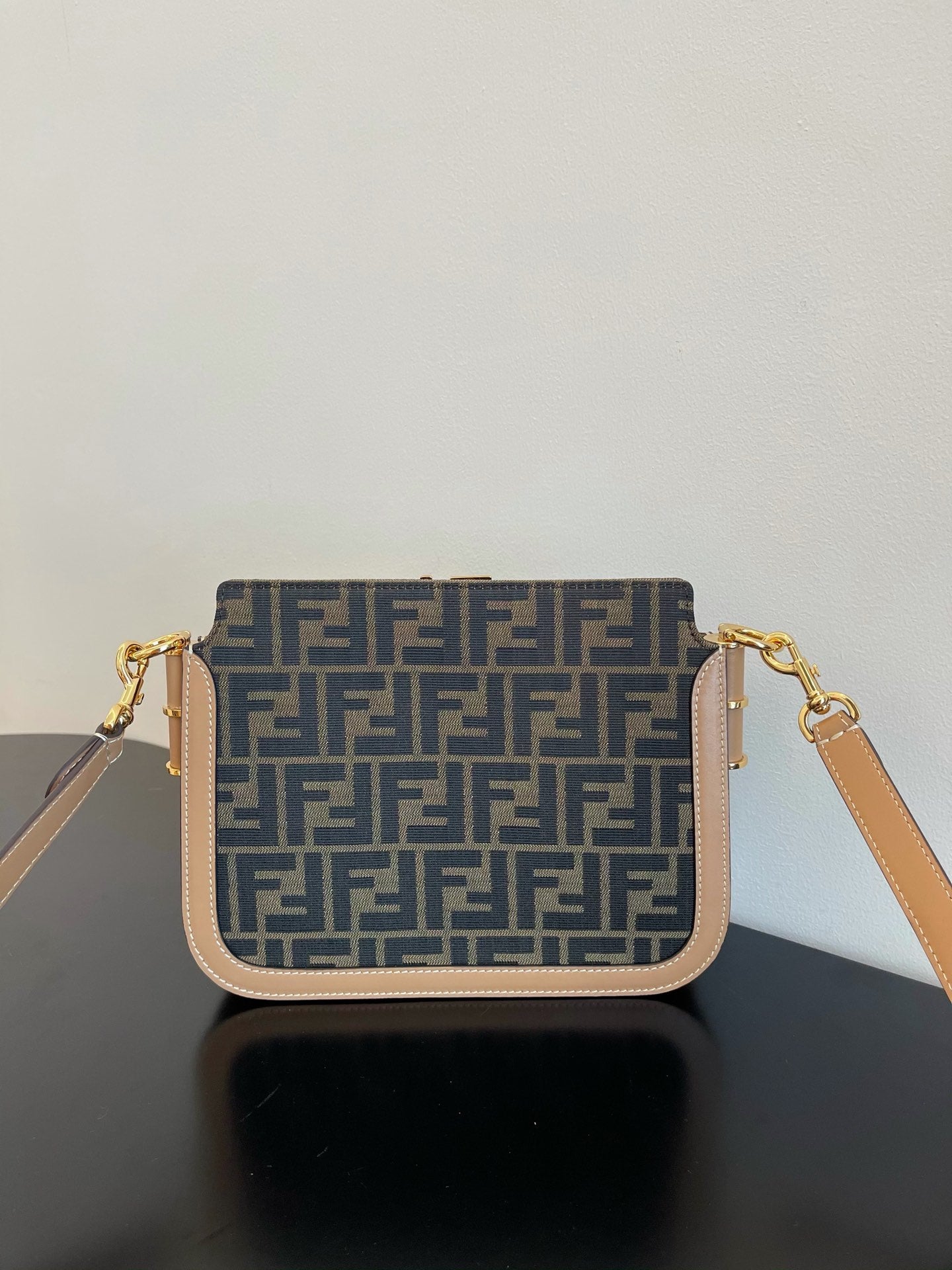 Fendi Monogram Print Mini Shoulder Bag - Brown/Beige Canvas &amp; Leather