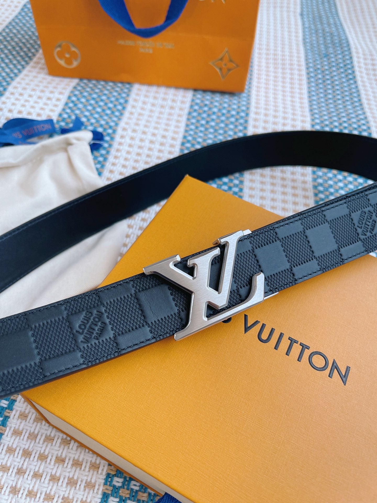 Louis Vuitton Men's LV Initiales 40mm Reversible Belt - Damier Infini Leather, Onyx Black, Silver-Tone Hardware