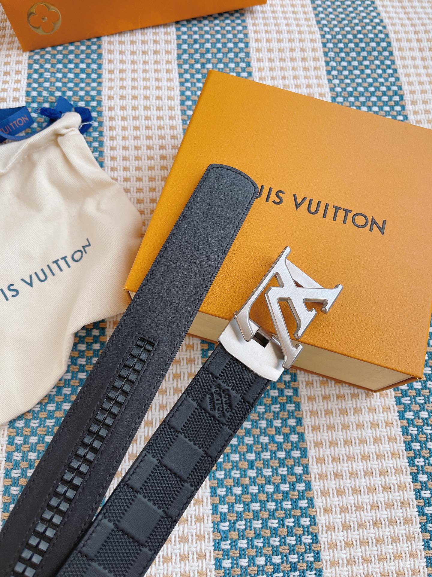 Louis Vuitton Men's LV Initiales 40mm Reversible Belt - Damier Infini Leather, Onyx Black, Silver-Tone Hardware