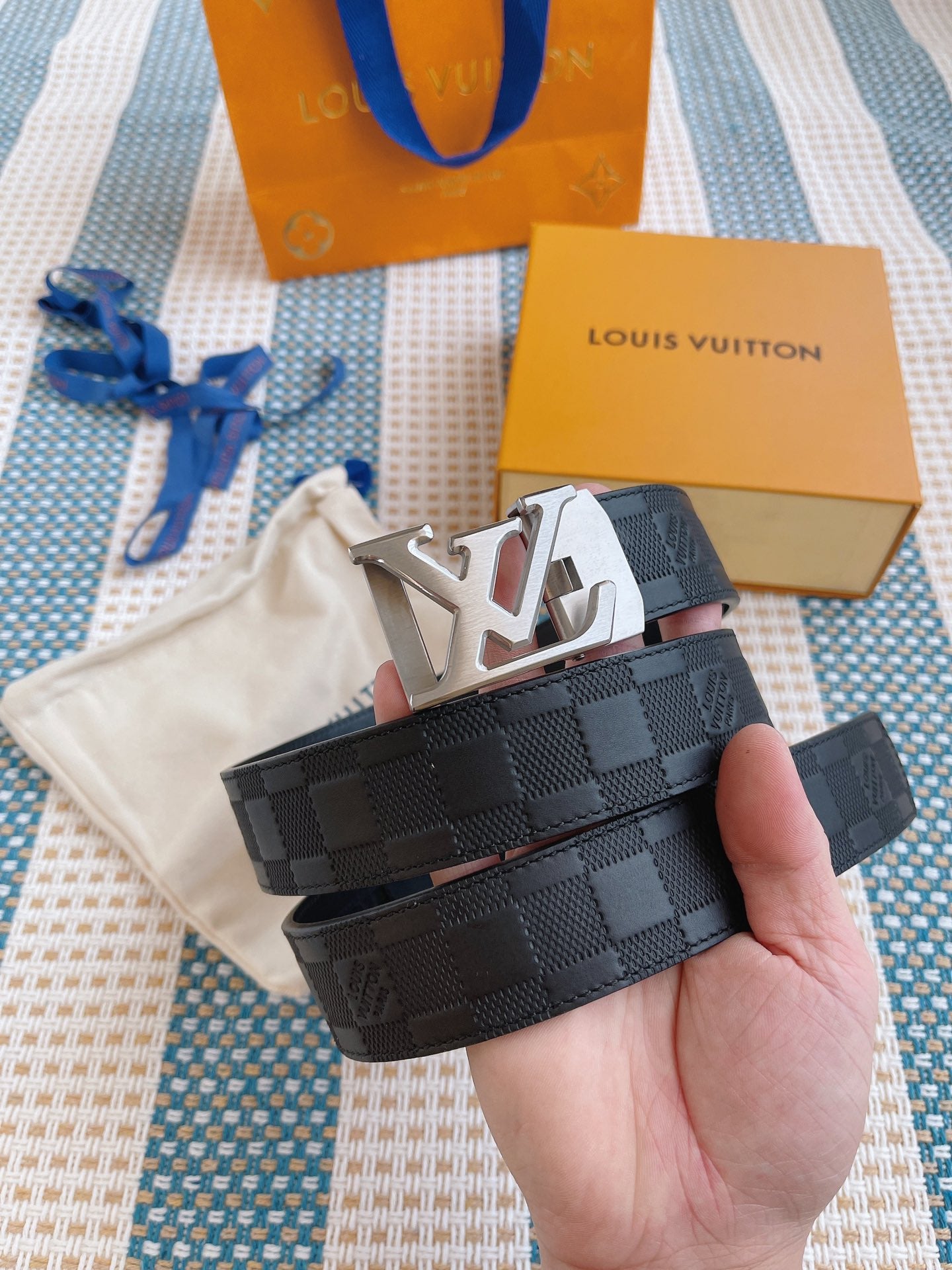 Louis Vuitton Men's LV Initiales 40mm Reversible Belt - Damier Infini Leather, Onyx Black, Silver-Tone Hardware