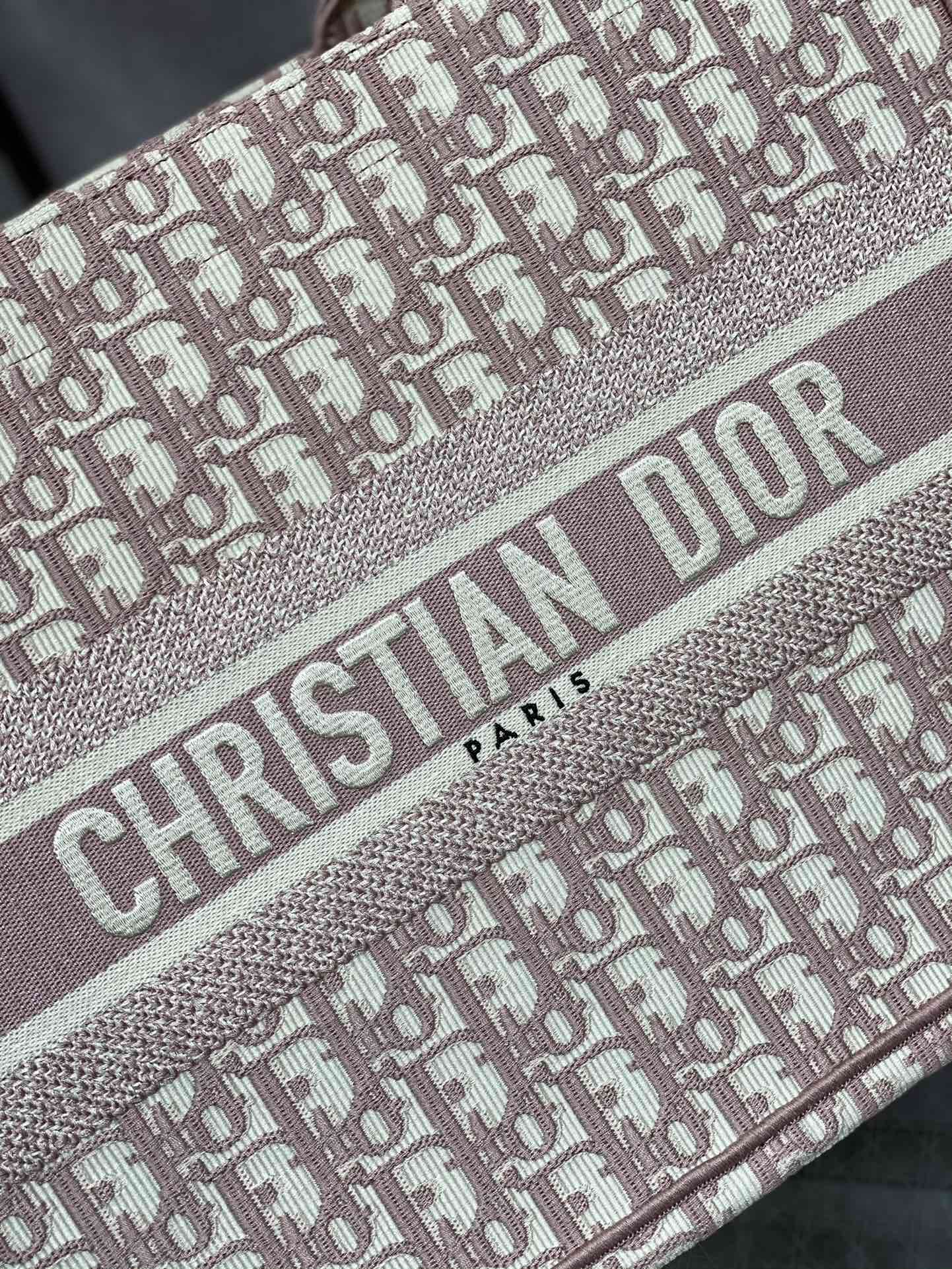Christian Dior Book Tote Rose Gold Dior Oblique Embroidery Handbag