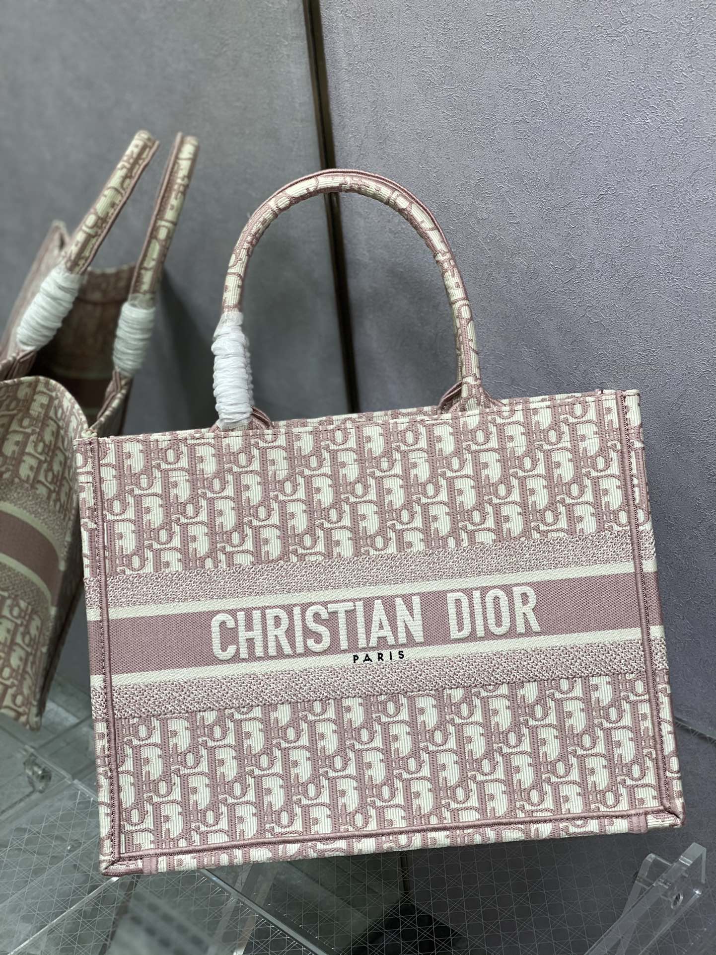 Christian Dior Medium Book Tote - Pink Dior Oblique Embroidery