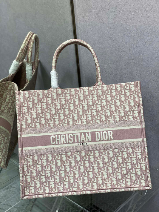 Christian Dior Book Tote Pink Dior Oblique Embroidery Bag