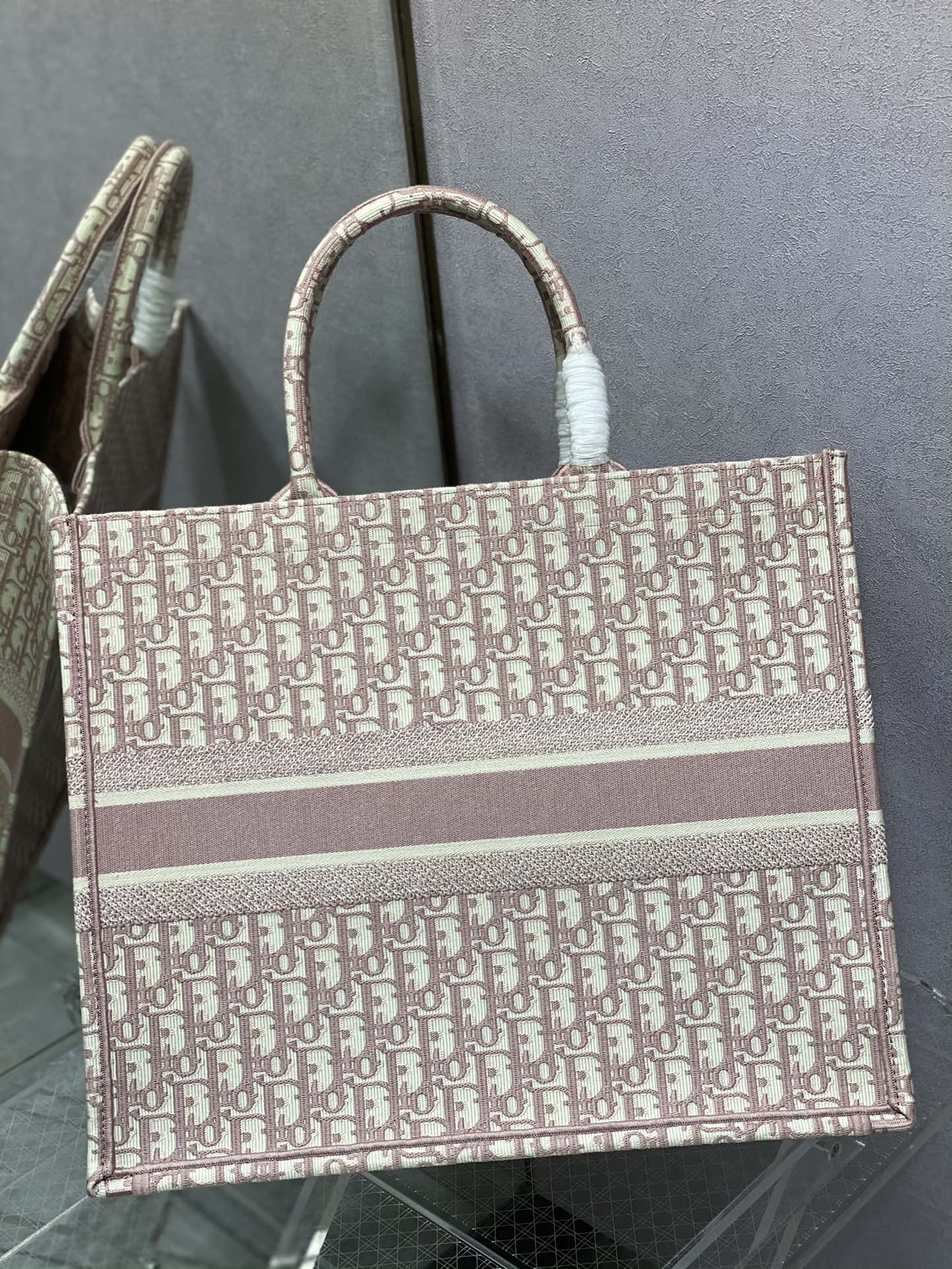 Christian Dior Book Tote Pink Dior Oblique Embroidery Bag