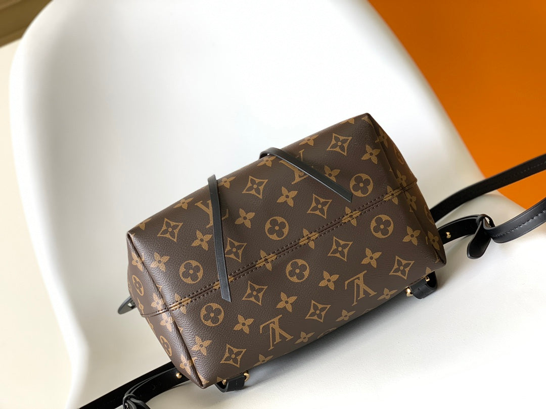 Louis Vuitton Montsouris BB Backpack Monogram Canvas with Black Leather Trim
