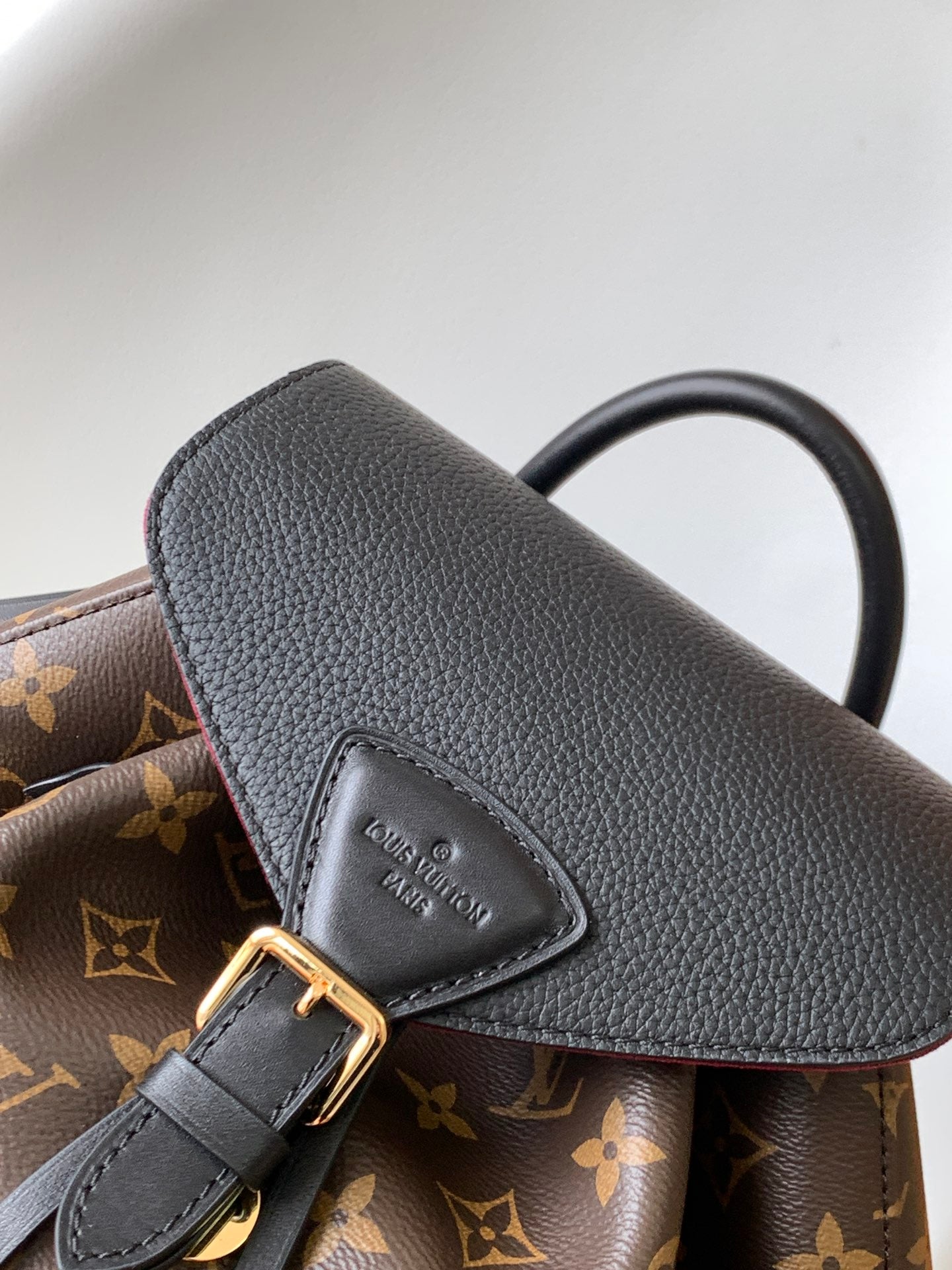 Louis Vuitton Montsouris BB Backpack Monogram Canvas with Black Leather Trim