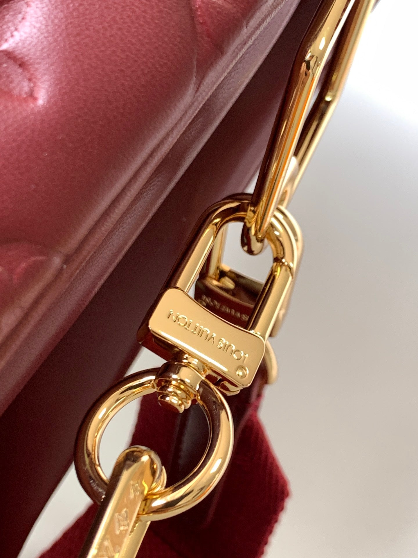 Monogram Embossed Small Red Crossbody Bag with Wide Adjustable Strap