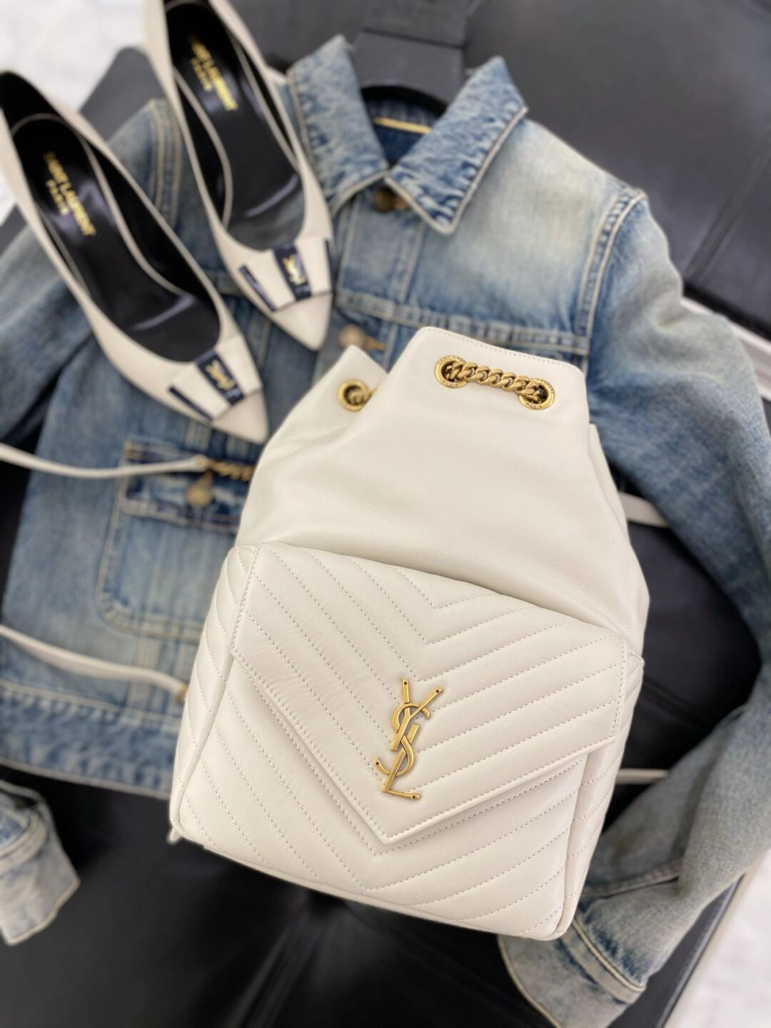 Saint Laurent YSL Joe Small Bucket Bag in Quilted Leather - Black