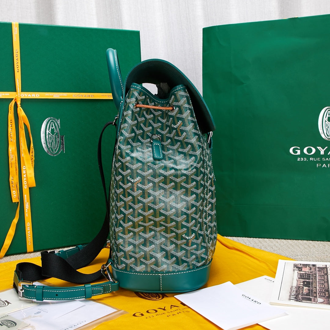 Gogy Luxury Teal Chevron Print Canvas Backpack with Flap Closure
