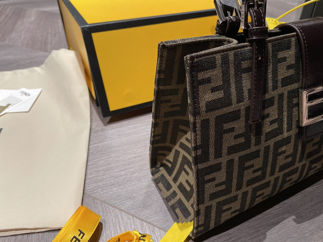 Fendi Zucca Monogram Canvas Shoulder Bag - Vintage Brown FF Logo Tote